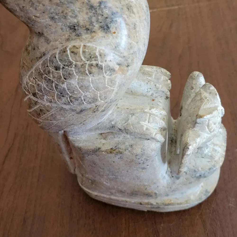 Vintage Toucan with owl figurine sculpture hand carved natural stone
